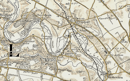Old map of Costessey in 1901-1902