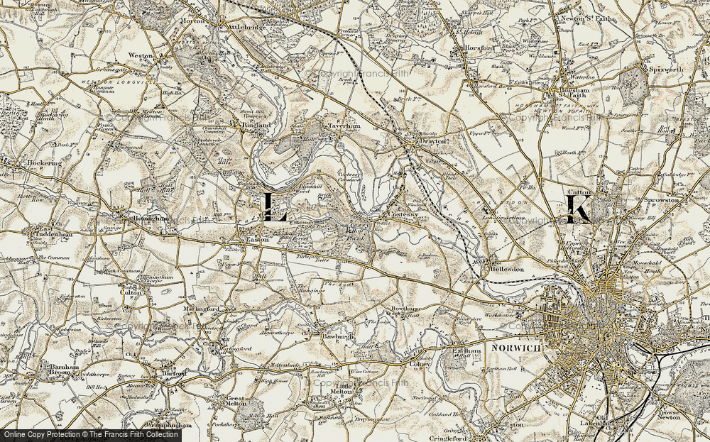 Old Map of Costessey Park, 1901-1902 in 1901-1902