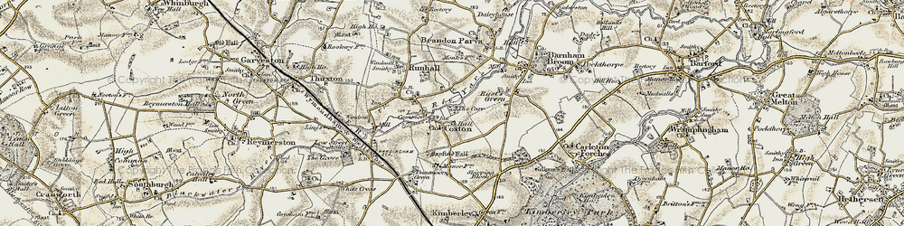 Old map of Coston in 1901-1902