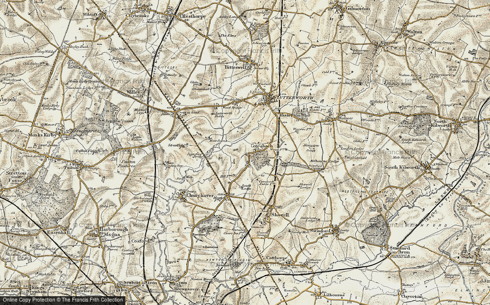 Old Map of Cotesbach, 1901-1902 in 1901-1902