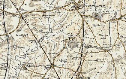 Old map of Cotesbach in 1901-1902