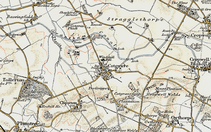 Old map of Cotgrave in 1902-1903