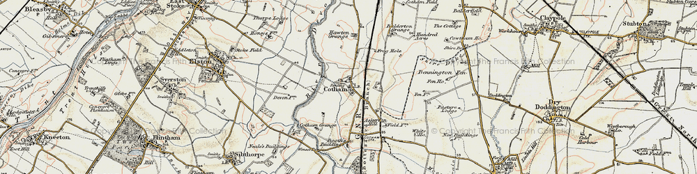 Old map of Balderton Grange in 1902-1903