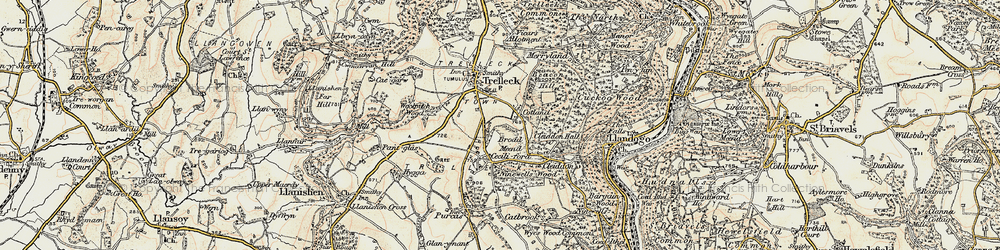 Old map of Trelleck Cross in 1899-1900