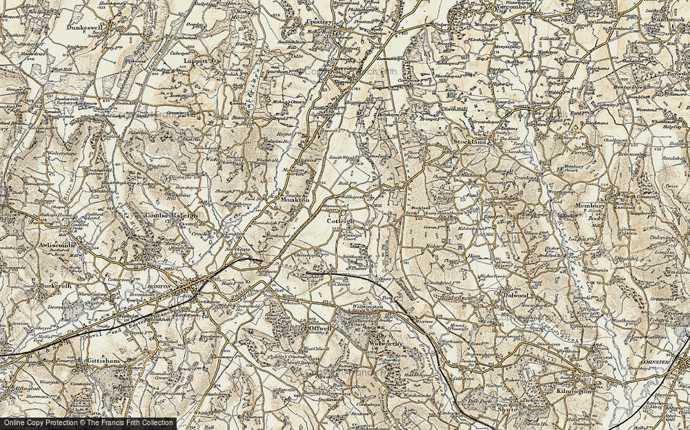 Old Map of Historic Map covering Cotleigh Br in 1898-1900