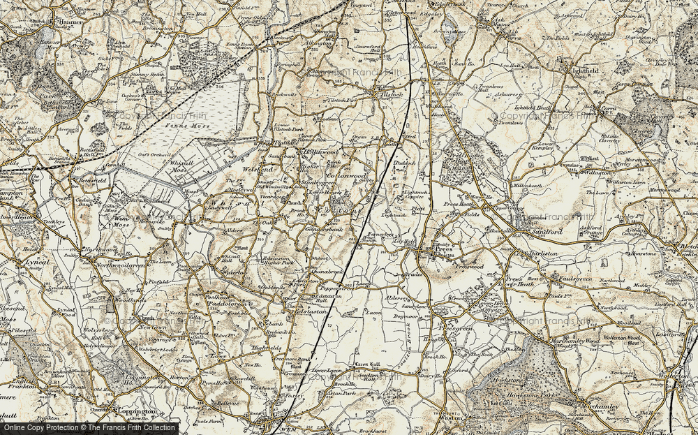Old Map of Historic Map covering Prees Sta in 1902