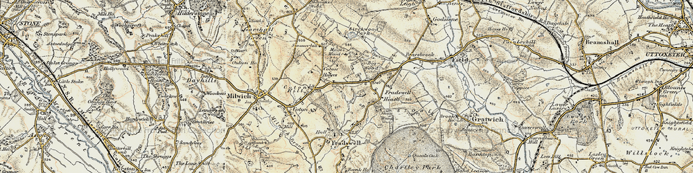 Old map of Coton Hayes in 1902