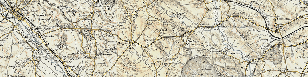 Old map of Coton Hill in 1902