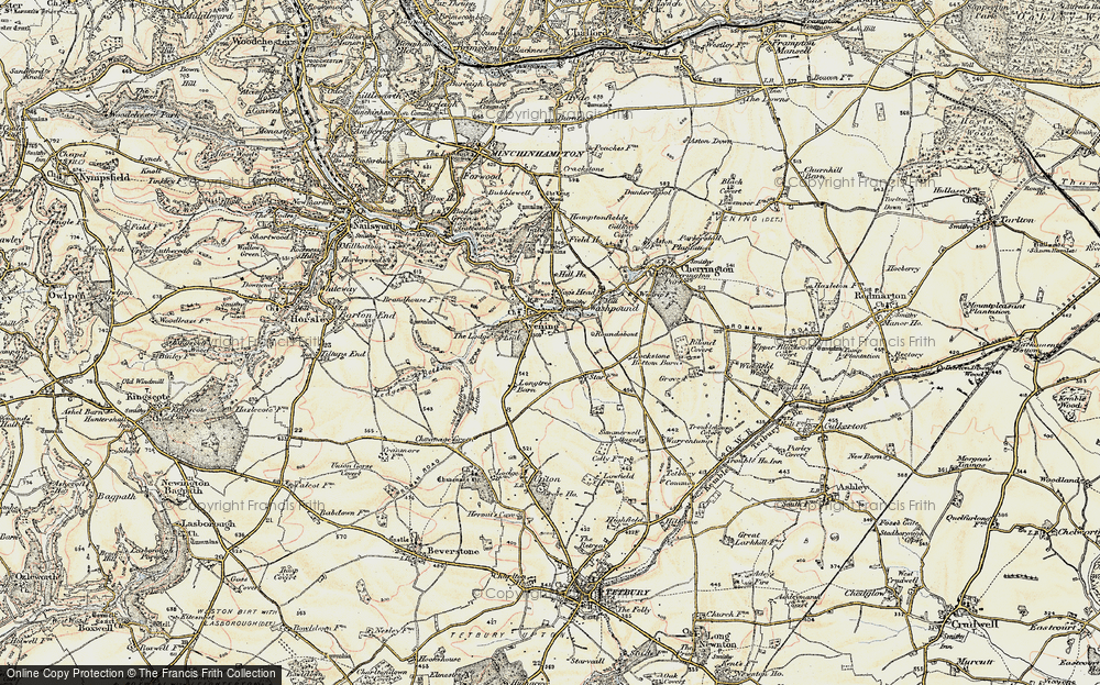 Old Map of Historic Map covering Avening Court in 1898-1900