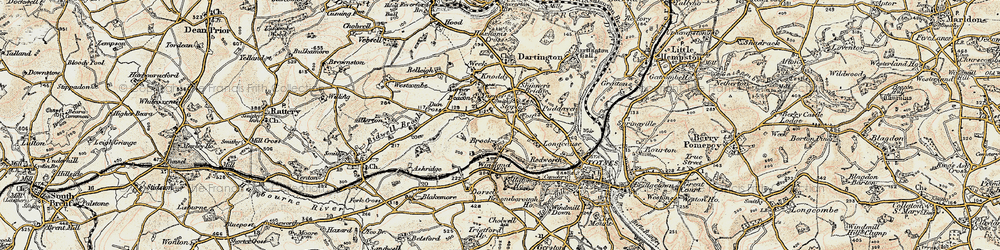 Old map of Yarner Beacon in 1899