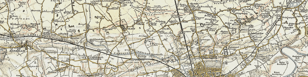Old map of Cottam in 1903