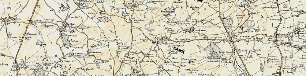 Old map of Cottered in 1898-1899