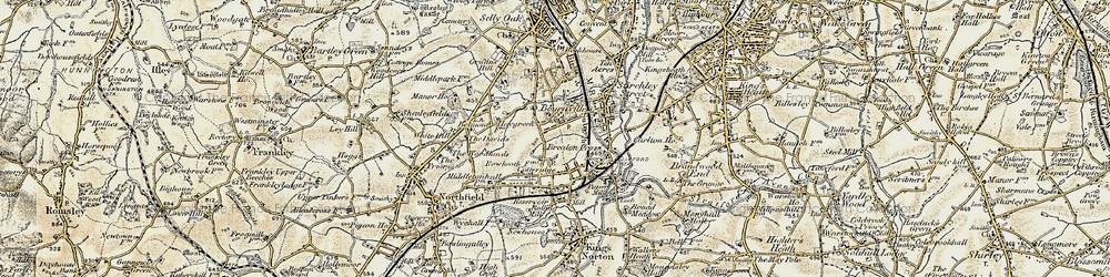 Old map of Cotteridge in 1901-1902