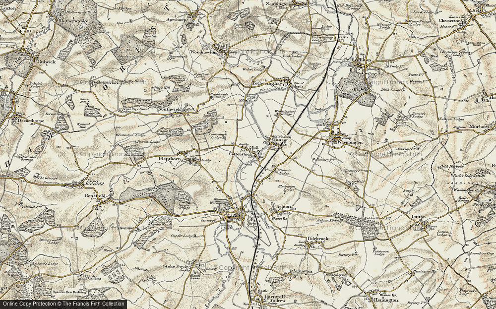 Old Map of Cotterstock, 1901-1902 in 1901-1902
