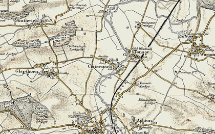 Old map of Cotterstock in 1901-1902