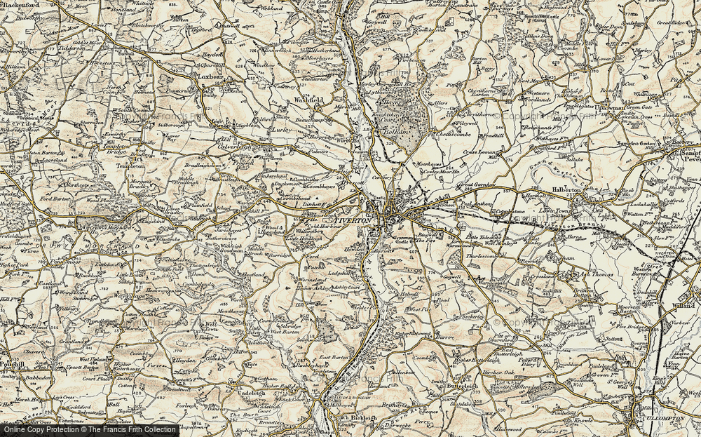 Old Map of Historic Map covering Whitcombe in 1898-1900