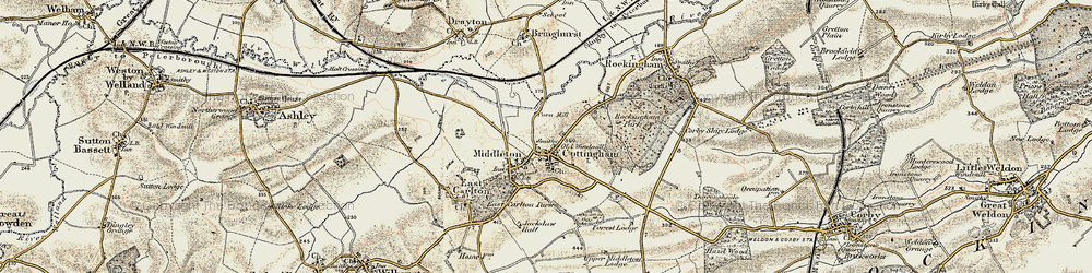 Old map of Cottingham in 1901-1902
