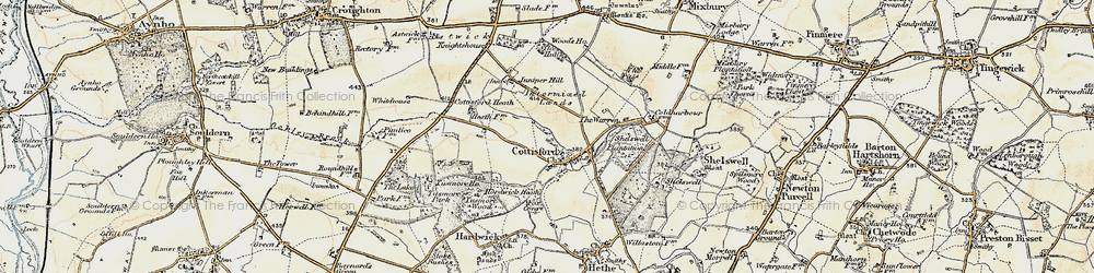 Old map of Cottisford in 1898-1899