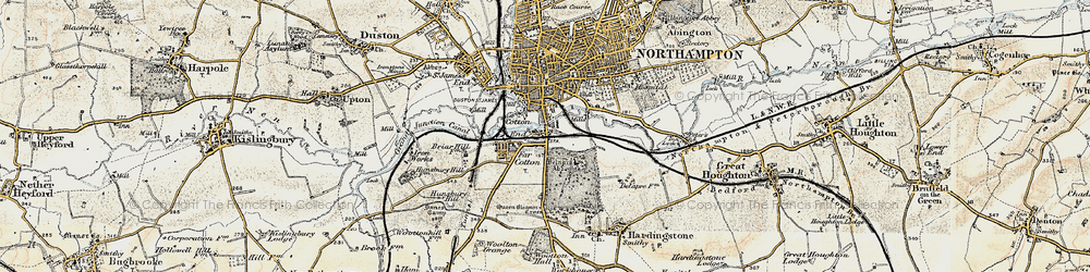 Old map of Cotton End in 1898-1901