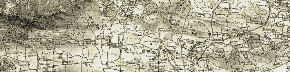 Old map of Cotton of Brighty in 1907-1908