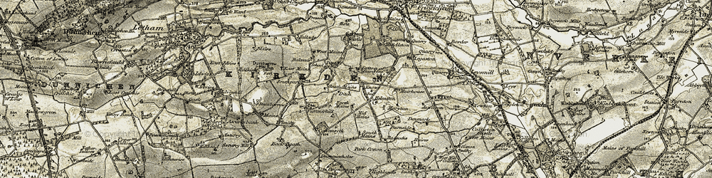 Old map of Cotton of Gardyne in 1907-1908