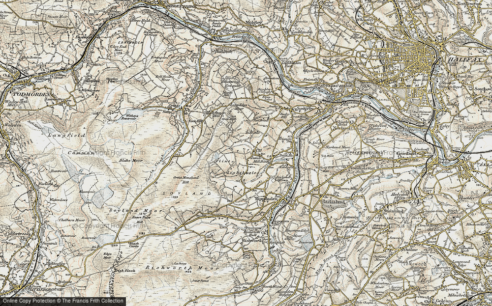 Old Map of Historic Map covering Baitings Pasture in 1903