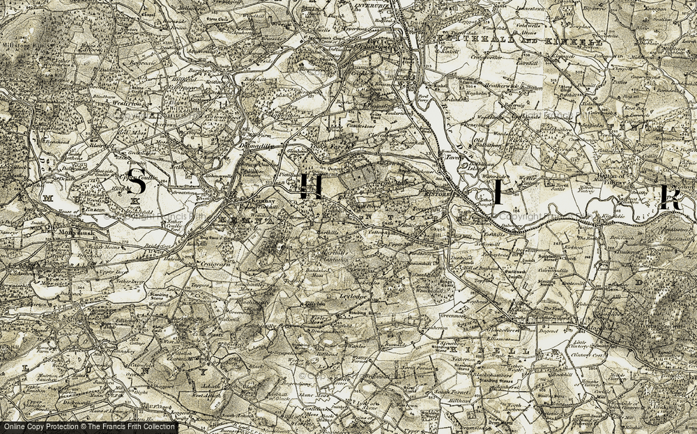 Old Map of Historic Map covering Blairs in 1909-1910