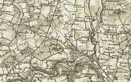 Old map of Burn of Asleid in 1909-1910