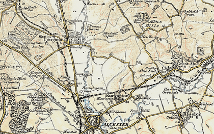 Old map of Coughton Fields in 1899-1902