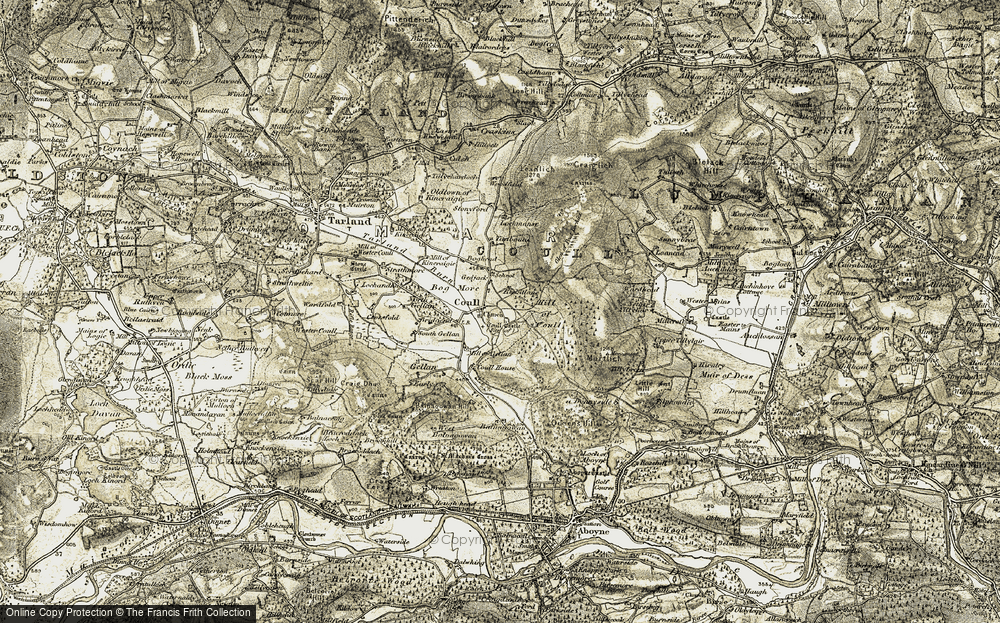 Old Map of Historic Map covering Airlie in 1908-1909