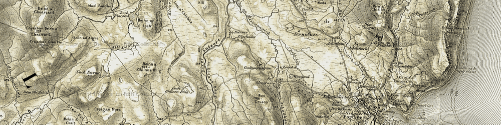 Old map of Leachd in 1908-1909