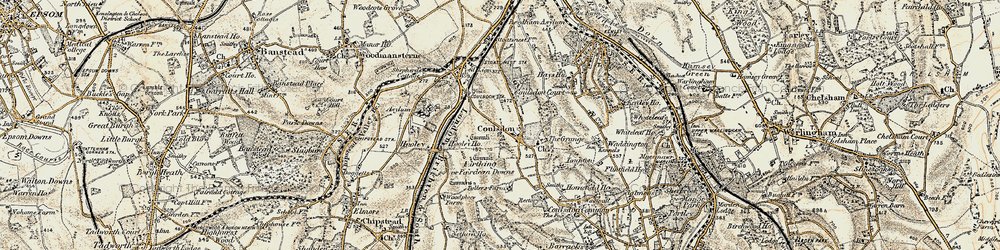 Old map of Coulsdon in 1897-1902