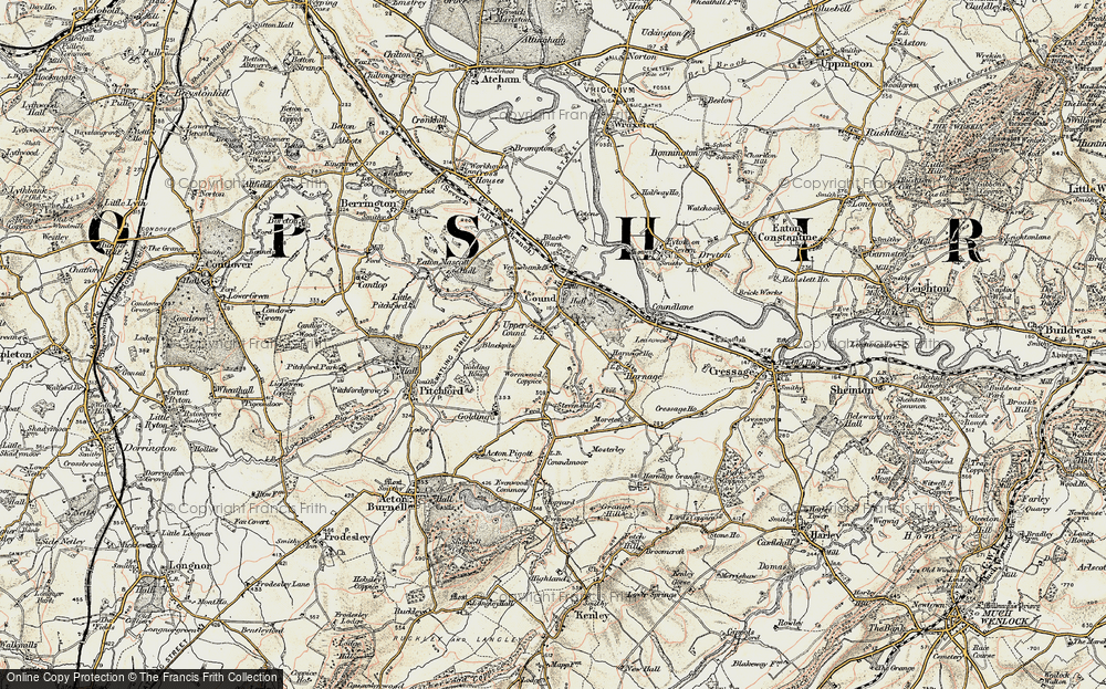 Old Map of Cound, 1902 in 1902