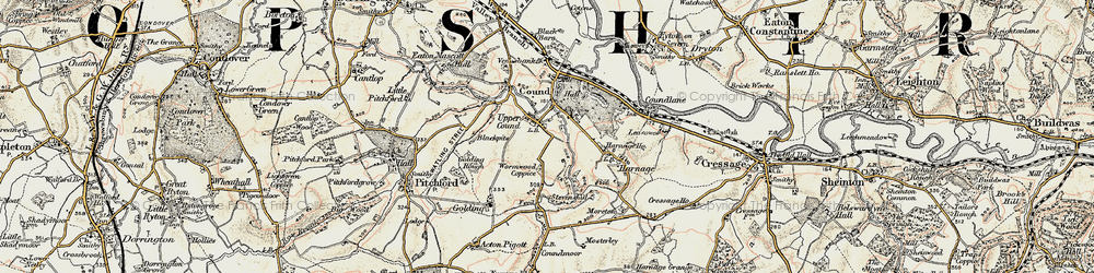 Old map of Cound in 1902