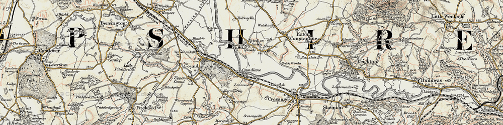 Old map of Coundlane in 1902