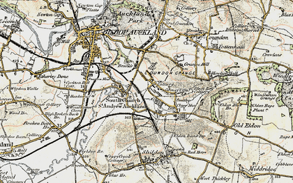 Old map of Coundon Grange in 1903-1904