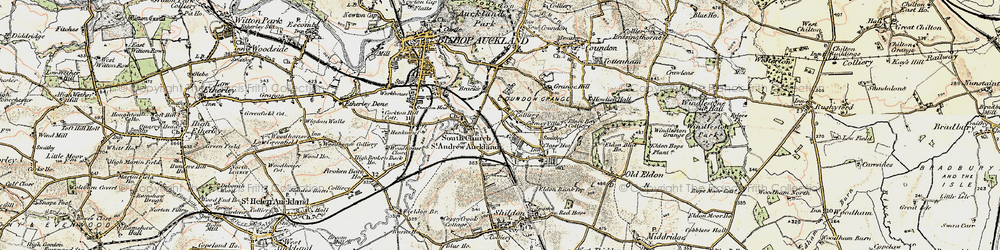 Old map of Coundon Grange in 1903-1904