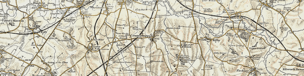 Old map of Countesthorpe in 1901-1903