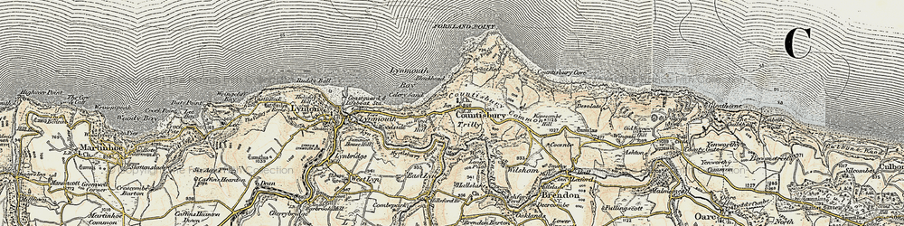 Old map of Countisbury in 1900
