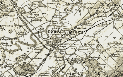 Old map of Coupar Angus in 1907-1908