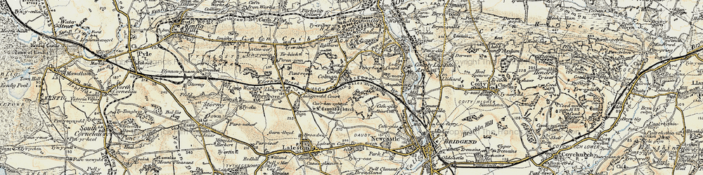 Old map of Court Colman in 1900-1901