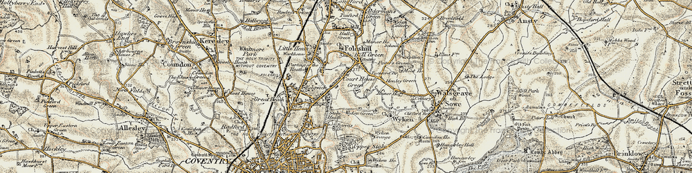 Old map of Court House Green in 1901-1902