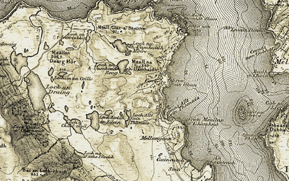 Old map of Allt a' Cham Lòin Mhòir in 1908-1910