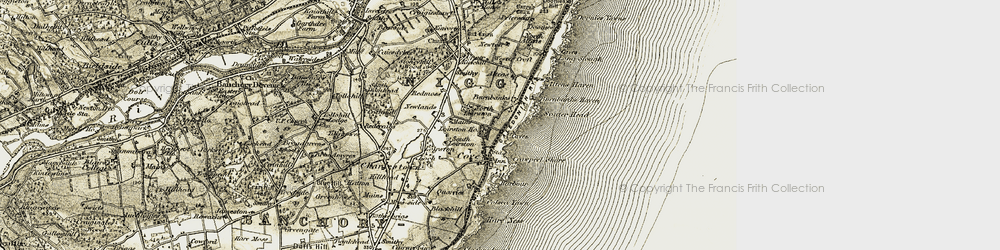 Old map of Cove Bay in 1908-1909