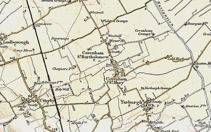 Old map of Covenham St Bartholomew in 1903-1908