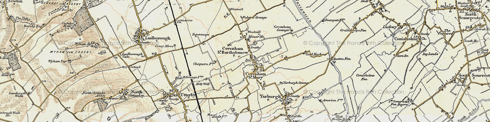 Old map of Covenham St Bartholomew in 1903-1908