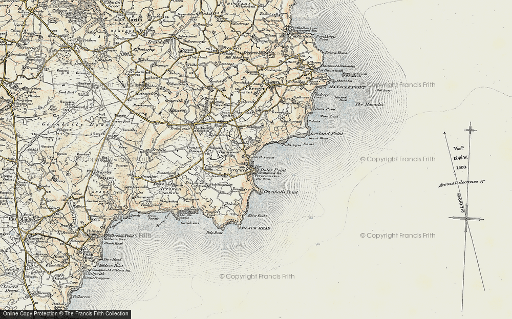 Old Map of Coverack, 1900 in 1900