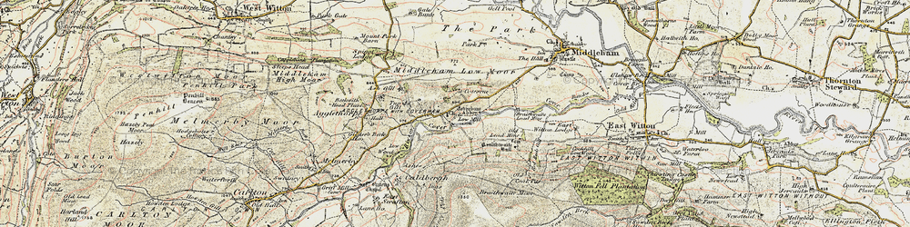 Old map of Coverham in 1904