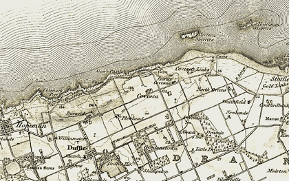 Old map of Covesea in 1910-1911