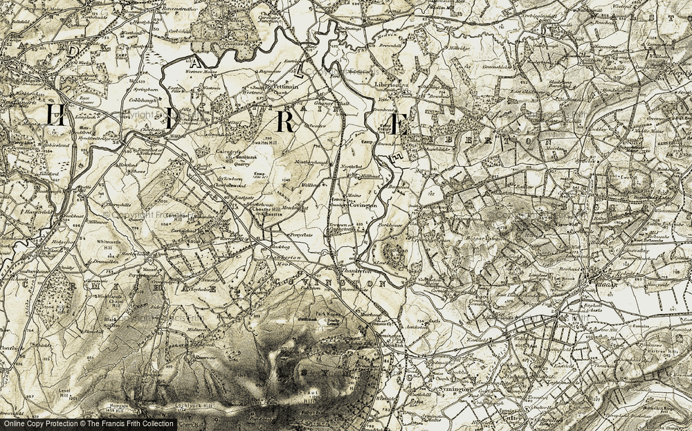 Old Map of Historic Map covering Brow Burn in 1904-1905